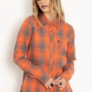 Blackmilk Plaid Orange Grunge Flannel Shirt Limited Size XS